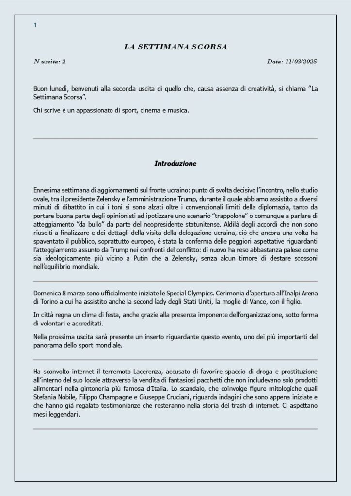 thumbnail of 002 LA SETTIMANA SCORSA Nr. 2 del 11 Marzo 2025