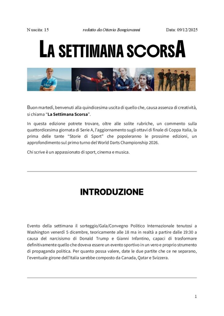 thumbnail of 015 LA SETTIMANA SCORSA Nr. 15 del 9 Dicembre 2025
