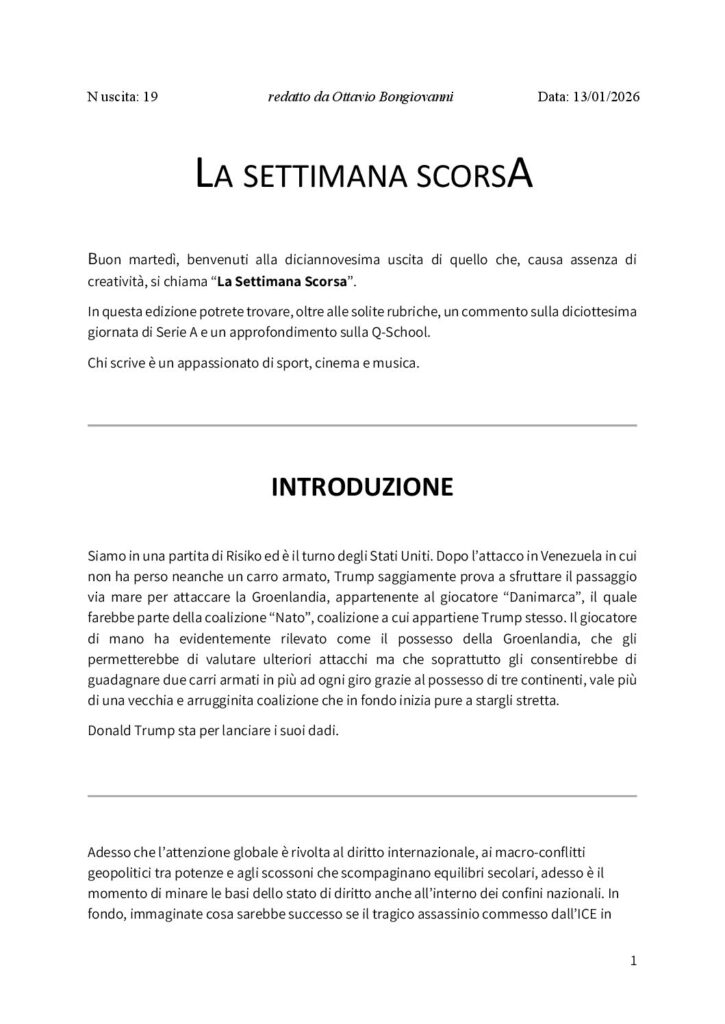 thumbnail of 019 LA SETTIMANA SCORSA n.19 20260113